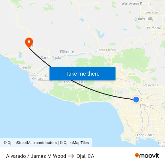 Alvarado / James M Wood to Ojai, CA map