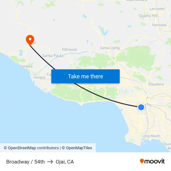Broadway / 54th to Ojai, CA map