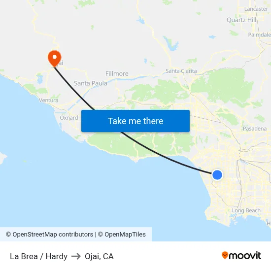 La Brea / Hardy to Ojai, CA map