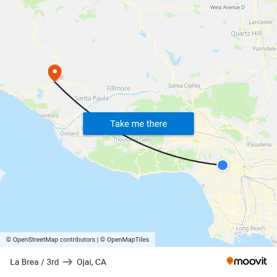 La Brea / 3rd to Ojai, CA map