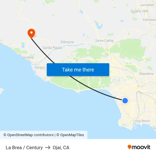 La Brea / Century to Ojai, CA map