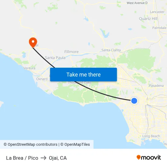 La Brea / Pico to Ojai, CA map