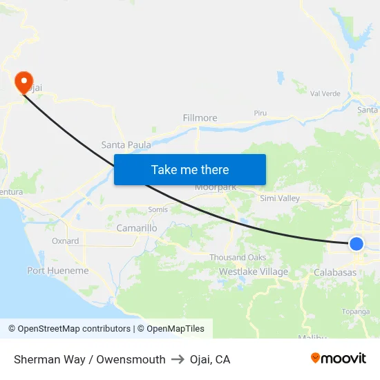 Sherman Way / Owensmouth to Ojai, CA map