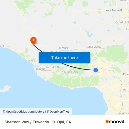 Sherman Way / Etiwanda to Ojai, CA map