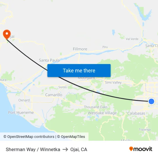 Sherman Way / Winnetka to Ojai, CA map