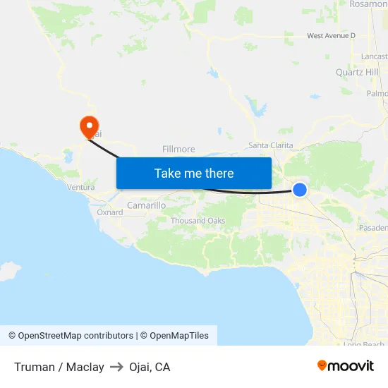 Truman / Maclay to Ojai, CA map