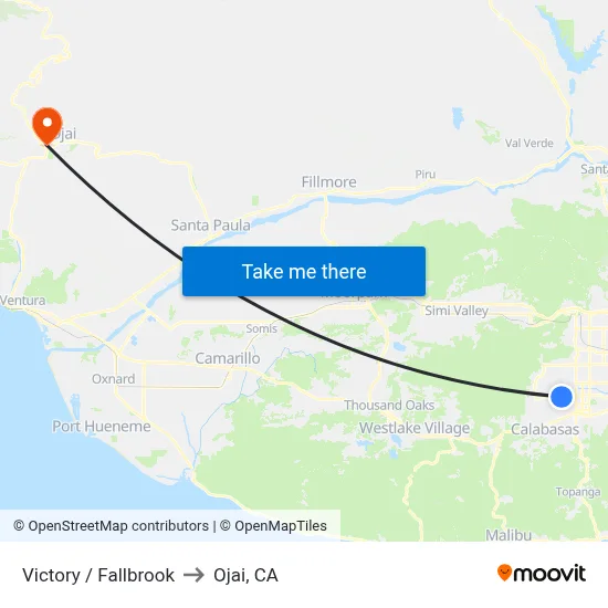 Victory / Fallbrook to Ojai, CA map