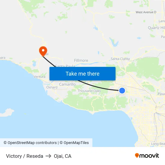 Victory / Reseda to Ojai, CA map