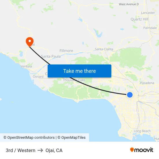 3rd / Western to Ojai, CA map