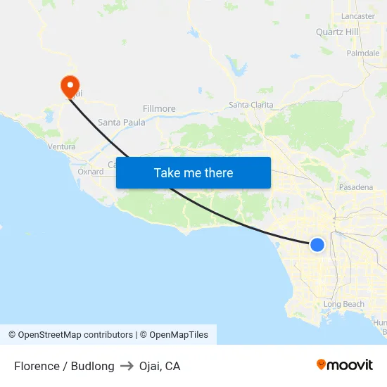 Florence / Budlong to Ojai, CA map