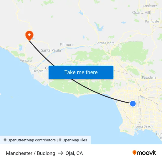 Manchester / Budlong to Ojai, CA map