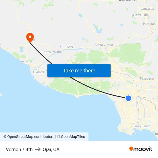 Vernon / 4th to Ojai, CA map