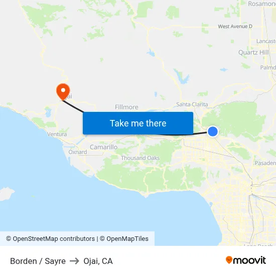 Borden / Sayre to Ojai, CA map