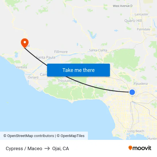 Cypress / Maceo to Ojai, CA map
