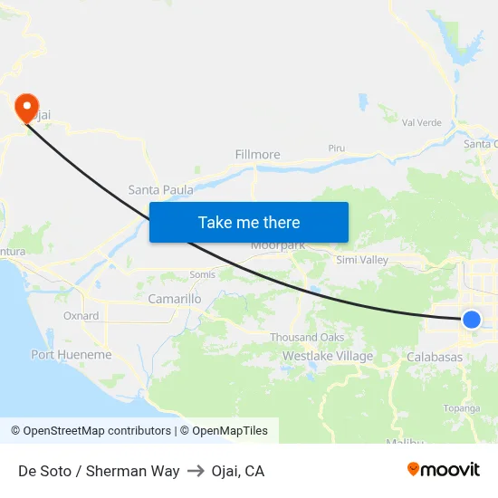 De Soto / Sherman Way to Ojai, CA map