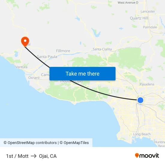 1st / Mott to Ojai, CA map