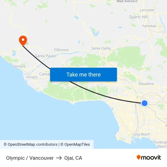 Olympic / Vancouver to Ojai, CA map