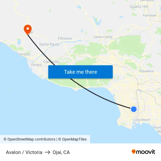 Avalon / Victoria to Ojai, CA map