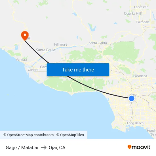 Gage / Malabar to Ojai, CA map