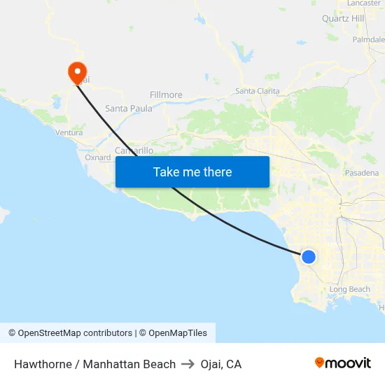 Hawthorne / Manhattan Beach to Ojai, CA map