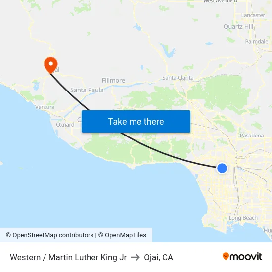 Western / Martin Luther King Jr to Ojai, CA map