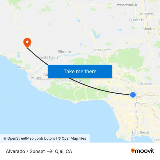 Alvarado / Sunset to Ojai, CA map