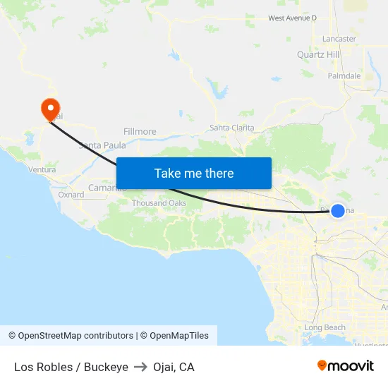 Los Robles / Buckeye to Ojai, CA map
