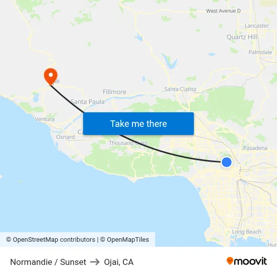 Normandie / Sunset to Ojai, CA map