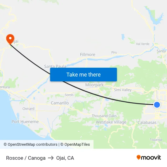 Roscoe / Canoga to Ojai, CA map