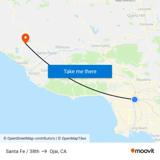 Santa Fe / 38th to Ojai, CA map