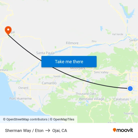 Sherman Way / Eton to Ojai, CA map
