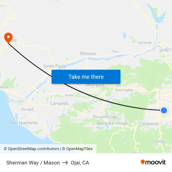 Sherman Way / Mason to Ojai, CA map