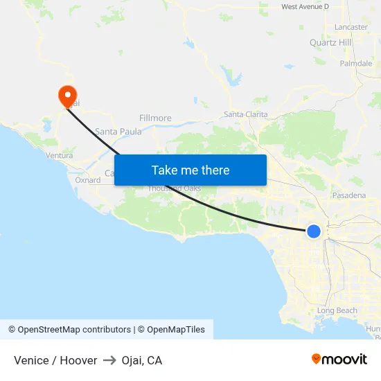 Venice / Hoover to Ojai, CA map