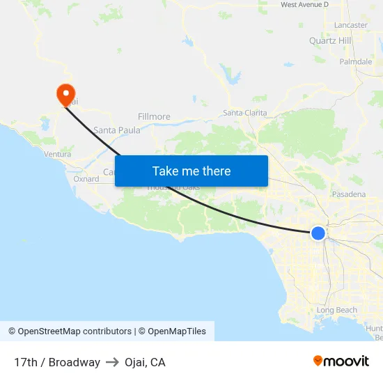 17th / Broadway to Ojai, CA map