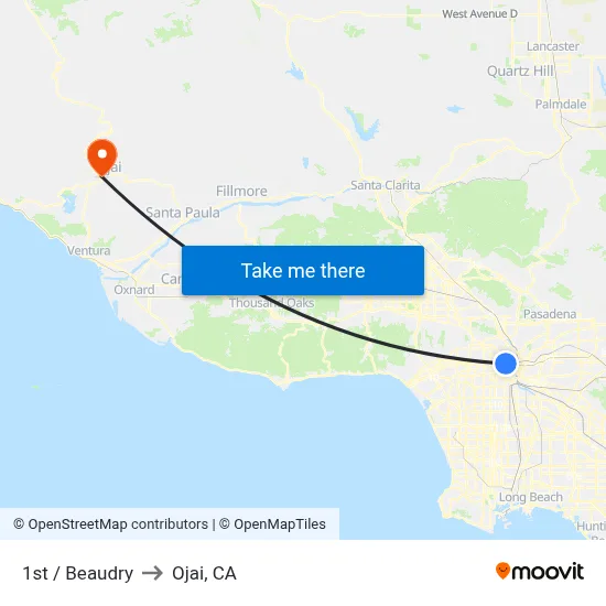 1st / Beaudry to Ojai, CA map
