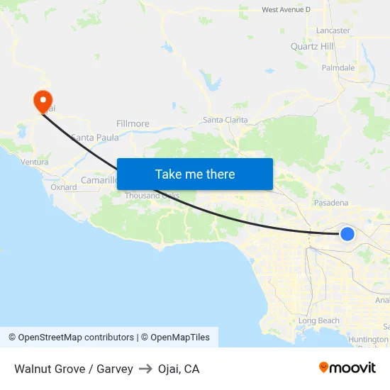 Walnut Grove / Garvey to Ojai, CA map