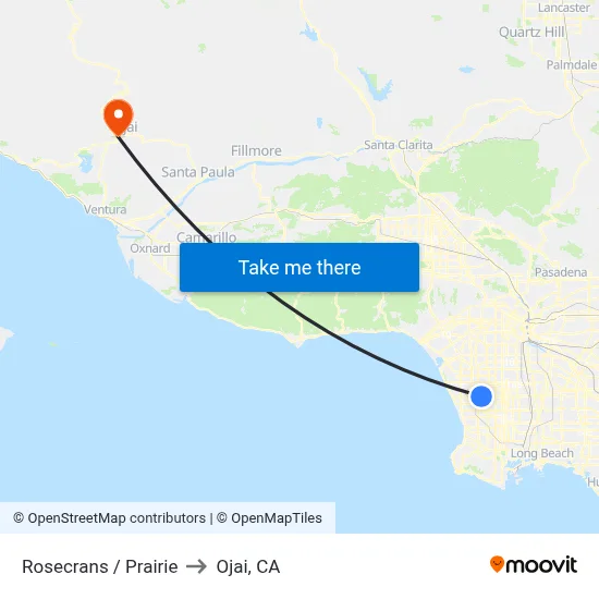 Rosecrans / Prairie to Ojai, CA map