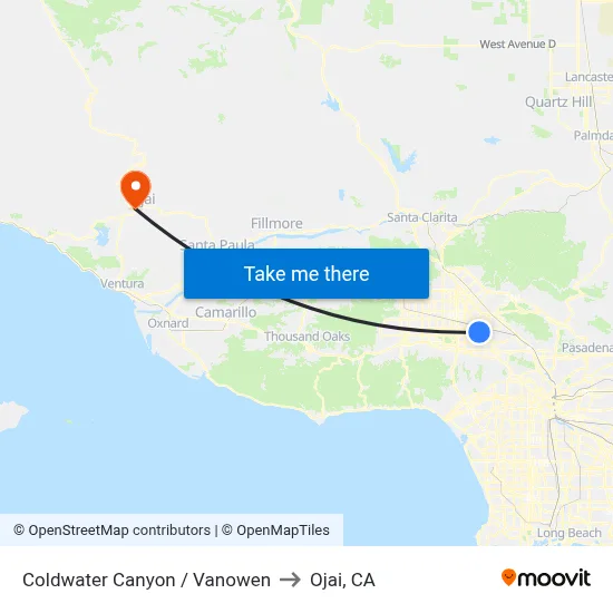 Coldwater Canyon / Vanowen to Ojai, CA map