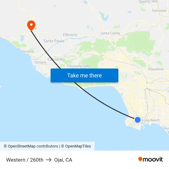 Western / 260th to Ojai, CA map