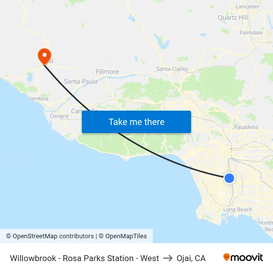 Willowbrook - Rosa Parks Station - West to Ojai, CA map