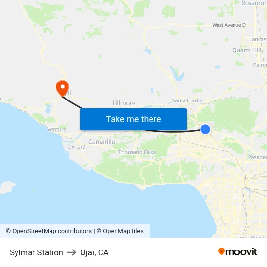 Sylmar Station to Ojai, CA map