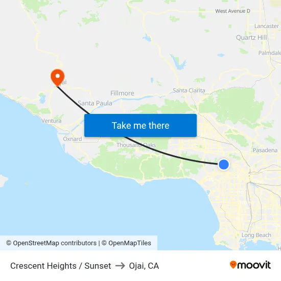 Crescent Heights / Sunset to Ojai, CA map