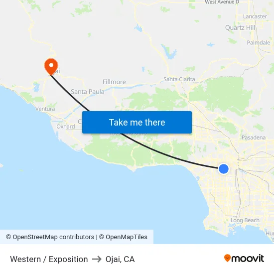 Western / Exposition to Ojai, CA map