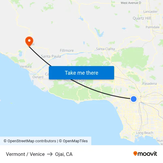 Vermont / Venice to Ojai, CA map