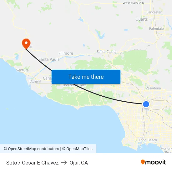 Soto / Cesar E Chavez to Ojai, CA map