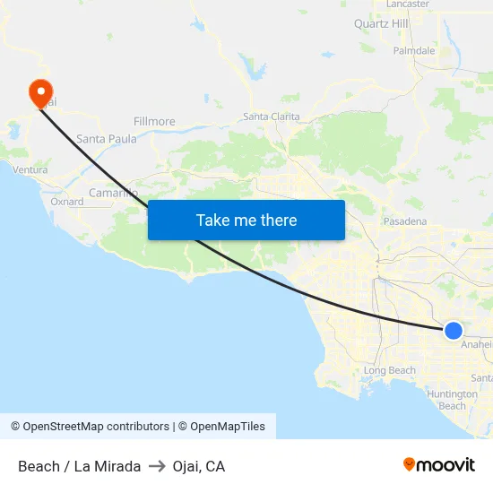 Beach / La Mirada to Ojai, CA map