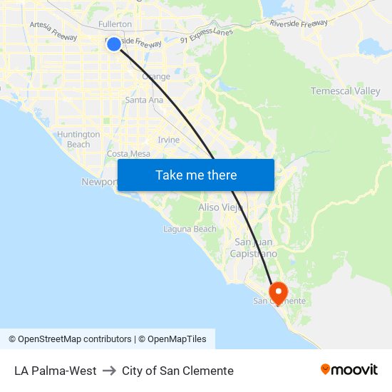 LA Palma-West to City of San Clemente map