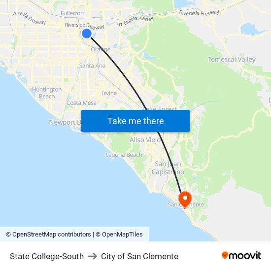 State College-South to City of San Clemente map