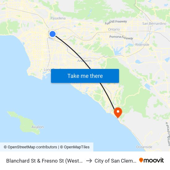 Blanchard St & Fresno St (Westbound) to City of San Clemente map