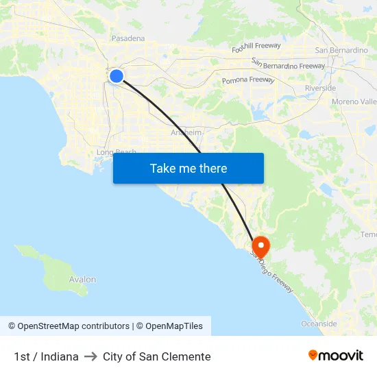 1st / Indiana to City of San Clemente map